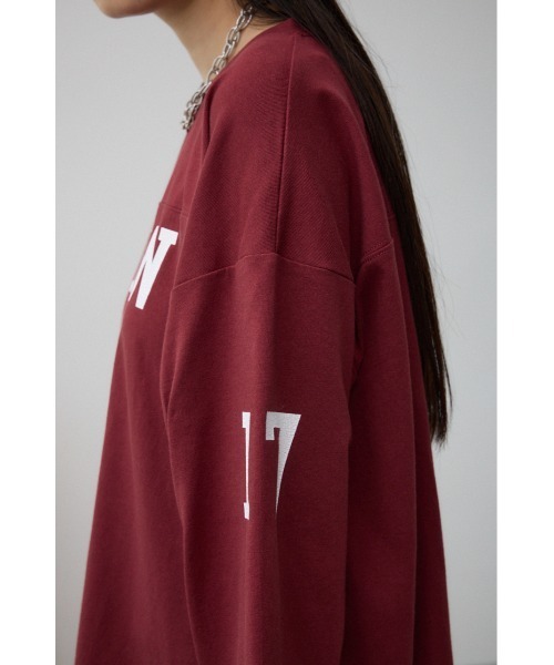AZUL by moussy(アズールバイマウジー)の「JM フットボールTシャツ(Tシャツ/カットソー・レディース・バーガンディー/チャコールグレー・FREE)」の14枚目の写真