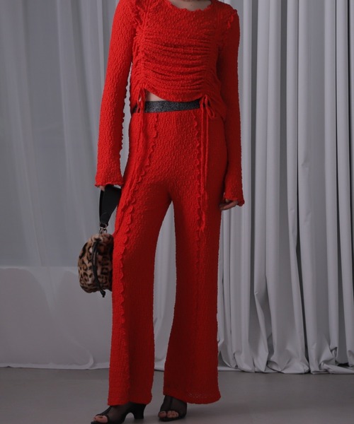 CREOLME（クレオルム）の「(CREOLME)シャーリングフラワーレースパンツ（その他パンツ・レディース・ブラック/ホワイト系その他/レッド・FREE）」の20枚目の写真