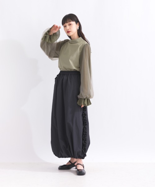 terrace（テラス）の「チュールキャンディースリーブブラウス（シャツ/ブラウス・レディース・オフホワイト/カーキ/ブラック・MEDIUM）」の17枚目の写真