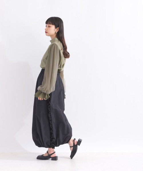 terrace（テラス）の「チュールキャンディースリーブブラウス（シャツ/ブラウス・レディース・オフホワイト/カーキ/ブラック・MEDIUM）」の18枚目の写真