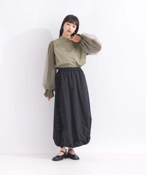 terrace（テラス）の「チュールキャンディースリーブブラウス（シャツ/ブラウス・レディース・オフホワイト/カーキ/ブラック・MEDIUM）」の19枚目の写真