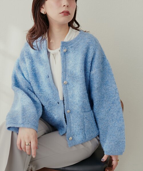 natural couture（ナチュラルクチュール）の「モコモコボアニットジャケット（その他アウター・レディース・ベージュ/ピンク/ブルー/チャコールグレー/アイボリー・FREE）」の4枚目の写真