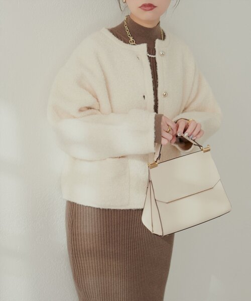 natural couture（ナチュラルクチュール）の「モコモコボアニットジャケット（その他アウター・レディース・ベージュ/ピンク/ブルー/チャコールグレー/アイボリー・FREE）」の7枚目の写真