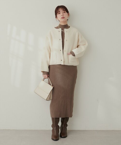 natural couture（ナチュラルクチュール）の「モコモコボアニットジャケット（その他アウター・レディース・ベージュ/ピンク/ブルー/チャコールグレー/アイボリー・FREE）」の9枚目の写真