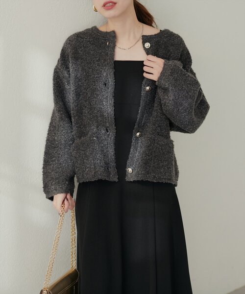 natural couture（ナチュラルクチュール）の「モコモコボアニットジャケット（その他アウター・レディース・ベージュ/ピンク/ブルー/チャコールグレー/アイボリー・FREE）」の11枚目の写真