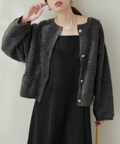 natural couture（ナチュラルクチュール）の「モコモコボアニットジャケット（その他アウター・レディース・ベージュ/ピンク/ブルー/チャコールグレー/アイボリー・FREE）」の12枚目の写真