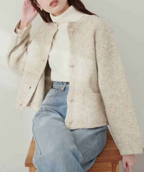 natural couture（ナチュラルクチュール）の「モコモコボアニットジャケット（その他アウター・レディース・ベージュ/ピンク/ブルー/チャコールグレー/アイボリー・FREE）」の16枚目の写真
