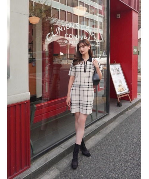 ワンピース Her lip to Trois Logo Knit Mini Dress Trois Logo Knit Mini Dress