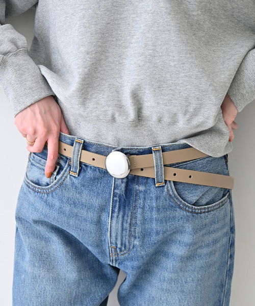 SLOBE IENA(スローブイエナ)の「SLOBE ラウンドバックルベルト(ベルト・レディース・ブラック/ベージュ系その他・FREE)」の2枚目の写真