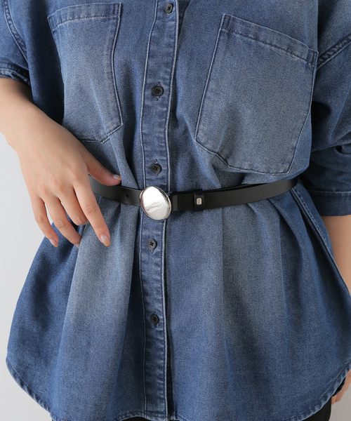 SLOBE IENA(スローブイエナ)の「SLOBE ラウンドバックルベルト(ベルト・レディース・ブラック/ベージュ系その他・FREE)」の8枚目の写真