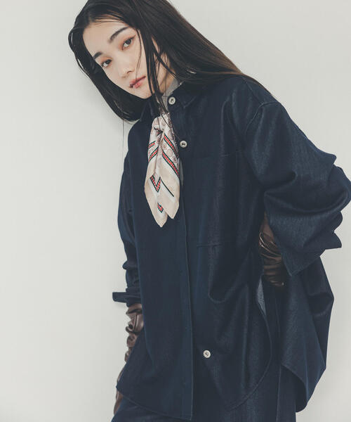 N.(N. Natural Beauty Basic)(エヌエヌナチュラルビューティーベーシック)の「◆【セットアップ対応】オーバーサイズシャケット(シャツ/ブラウス・レディース・ブルー系その他/ベージュ・MEDIUM)」の5枚目の写真