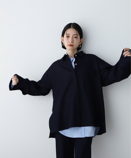 N.(N. Natural Beauty Basic)(エヌエヌナチュラルビューティーベーシック)の「◆【セットアップ対応】オーバーサイズシャケット(シャツ/ブラウス・レディース・ブルー系その他/ベージュ・MEDIUM)」の2枚目の写真