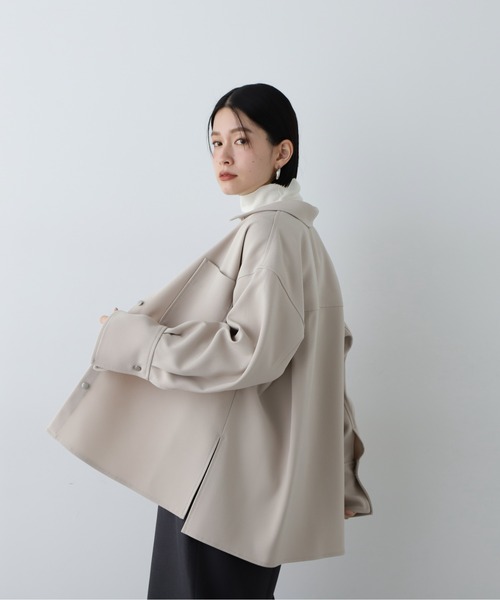 N.(N. Natural Beauty Basic)(エヌエヌナチュラルビューティーベーシック)の「◆【セットアップ対応】オーバーサイズシャケット(シャツ/ブラウス・レディース・ブルー系その他/ベージュ・MEDIUM)」の7枚目の写真