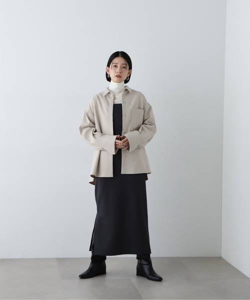 N.(N. Natural Beauty Basic)(エヌエヌナチュラルビューティーベーシック)の「◆【セットアップ対応】オーバーサイズシャケット(シャツ/ブラウス・レディース・ブルー系その他/ベージュ・MEDIUM)」の8枚目の写真