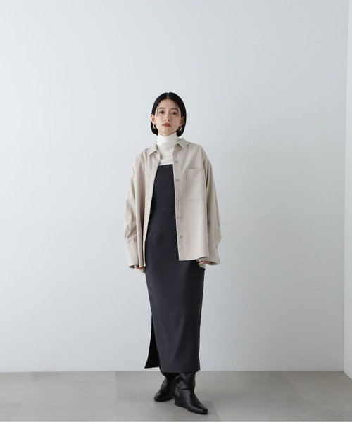 N.(N. Natural Beauty Basic)(エヌエヌナチュラルビューティーベーシック)の「◆【セットアップ対応】オーバーサイズシャケット(シャツ/ブラウス・レディース・ブルー系その他/ベージュ・MEDIUM)」の9枚目の写真