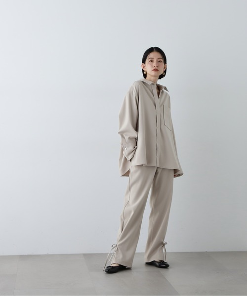 N.(N. Natural Beauty Basic)(エヌエヌナチュラルビューティーベーシック)の「◆【セットアップ対応】オーバーサイズシャケット(シャツ/ブラウス・レディース・ブルー系その他/ベージュ・MEDIUM)」の13枚目の写真