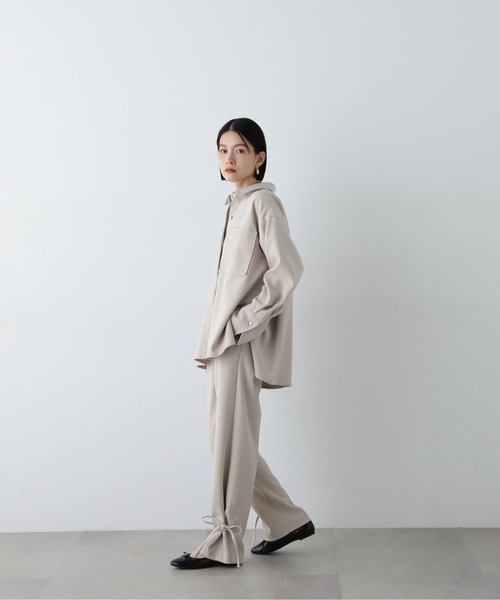 N.(N. Natural Beauty Basic)(エヌエヌナチュラルビューティーベーシック)の「◆【セットアップ対応】オーバーサイズシャケット(シャツ/ブラウス・レディース・ブルー系その他/ベージュ・MEDIUM)」の14枚目の写真