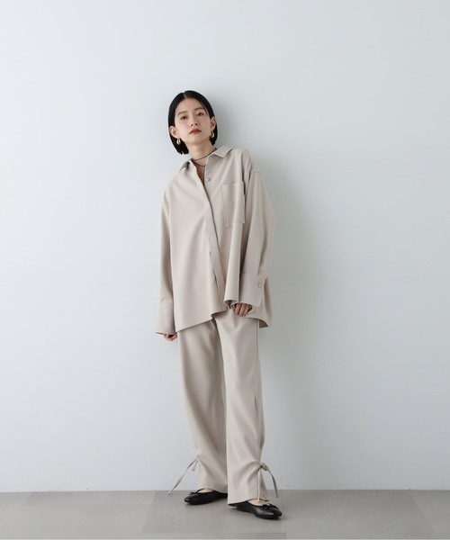 N.(N. Natural Beauty Basic)(エヌエヌナチュラルビューティーベーシック)の「◆【セットアップ対応】オーバーサイズシャケット(シャツ/ブラウス・レディース・ブルー系その他/ベージュ・MEDIUM)」の15枚目の写真
