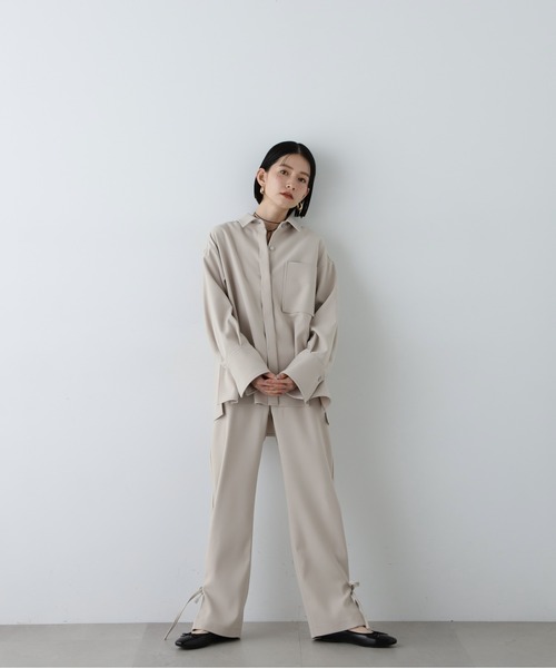 N.(N. Natural Beauty Basic)(エヌエヌナチュラルビューティーベーシック)の「◆【セットアップ対応】オーバーサイズシャケット(シャツ/ブラウス・レディース・ブルー系その他/ベージュ・MEDIUM)」の16枚目の写真