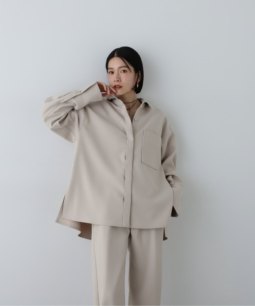 N.(N. Natural Beauty Basic)(エヌエヌナチュラルビューティーベーシック)の「◆【セットアップ対応】オーバーサイズシャケット(シャツ/ブラウス・レディース・ブルー系その他/ベージュ・MEDIUM)」の18枚目の写真