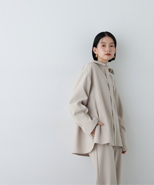 N.(N. Natural Beauty Basic)(エヌエヌナチュラルビューティーベーシック)の「◆【セットアップ対応】オーバーサイズシャケット(シャツ/ブラウス・レディース・ブルー系その他/ベージュ・MEDIUM)」の19枚目の写真