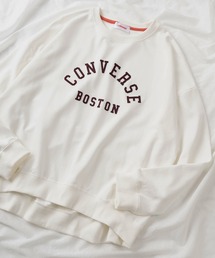 【CONVERSE/コンバース】ブランドネーム サガラ刺繍&アップリケ ワッペンデザイン ワイドシルエット クルーネックスウェット/トレーナー