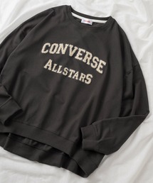 【CONVERSE/コンバース】ブランドネーム サガラ刺繍&アップリケ ワッペンデザイン ワイドシルエット クルーネックスウェット/トレーナー