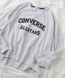 【CONVERSE/コンバース】ブランドネーム サガラ刺繍&アップリケ ワッペンデザイン ワイドシルエット クルーネックスウェット/トレーナー