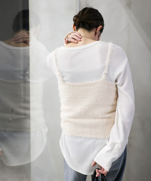 新品タグ付き　かぐれ　ラムウールワイドニットベスト　 MOCHA かぐれ ラムウールワイドニットベスト MOCHA