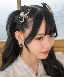 ROJITA | パール付きビジュリボンクリップSET(バレッタ/ヘアクリップ)
