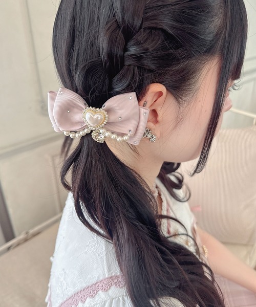 ROJITA（ロジータ）の「パール付きビジュリボンクリップSET（バレッタ/ヘアクリップ・レディース・ピンク/ブラック/ホワイト/ボルドー・FREE）」の15枚目の写真