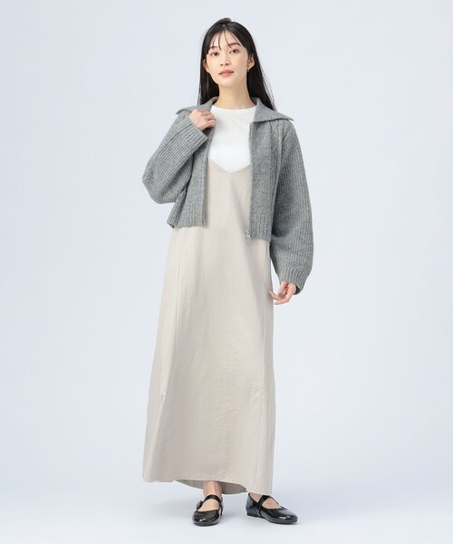 BEAMS HEART（ビームスハート）の「【WEB限定】ビッグカラー ダブルジップニット（ウォッシャブル）（カーディガン/ボレロ・レディース・ブラウン/サックスブルー/ピンク/イエロー・FREE）」の9枚目の写真