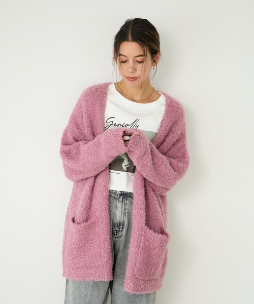 BAYFLOW（ベイフロー）の「[ゆるっとしたサイズ感]フェザーヤーンニットカーディガン（カーディガン/ボレロ・レディース・アイボリー/ピンク/ネイビー・FREE）」の10枚目の写真