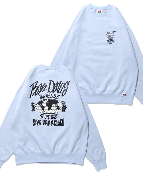 BEN DAVIS(ベンデイビス)の「【BEN DAVIS(ベンデイビス)】WORLD'S CREW / オーバーサイズ スウェット クルーネック(スウェット・メンズ・アッシュグレー/ブラック/ライトブルー/ピンク・MEDIUM/LARGE/X-LARGE)」の1枚目の写真