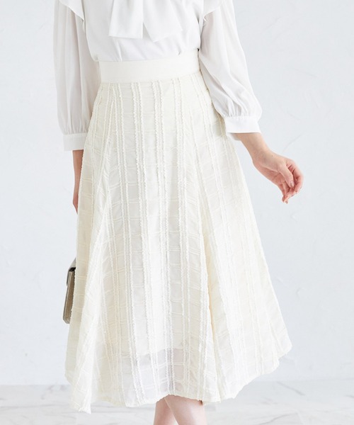 【セール】立体ラメ刺繍レースフレアスカート（スカート）｜tocco closet（トッコ クローゼット）