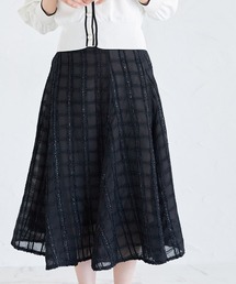 立体ラメ刺繍レースフレアスカート