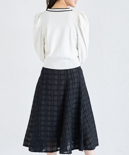 【セール】立体ラメ刺繍レースフレアスカート（スカート）｜tocco closet（トッコ クローゼット）