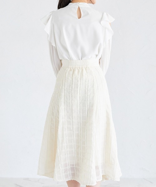 【セール】立体ラメ刺繍レースフレアスカート（スカート）｜tocco closet（トッコ クローゼット）