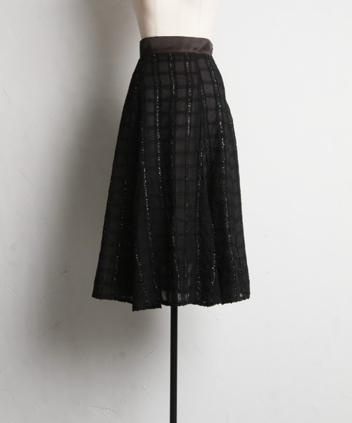 【セール】立体ラメ刺繍レースフレアスカート（スカート）｜tocco closet（トッコ クローゼット）