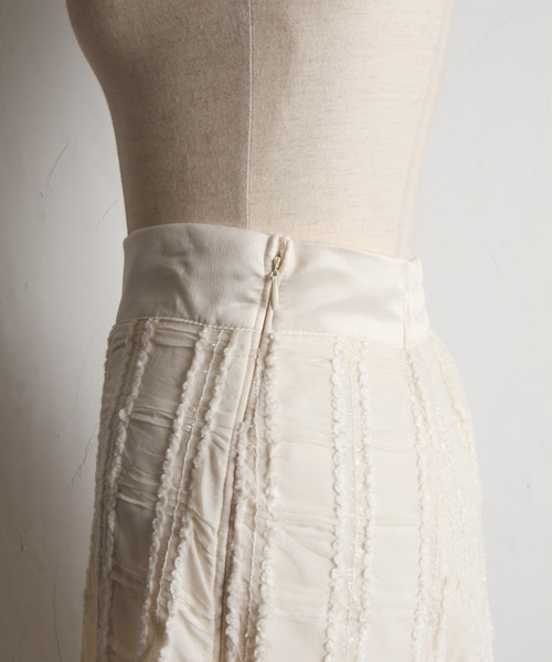 【セール】立体ラメ刺繍レースフレアスカート（スカート）｜tocco closet（トッコ クローゼット）