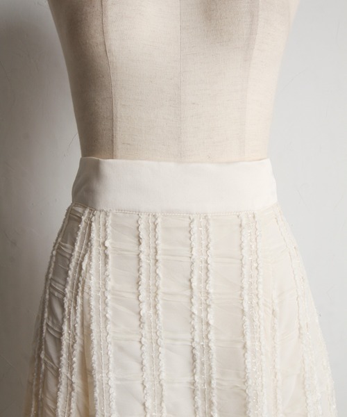 【セール】立体ラメ刺繍レースフレアスカート（スカート）｜tocco closet（トッコ クローゼット）