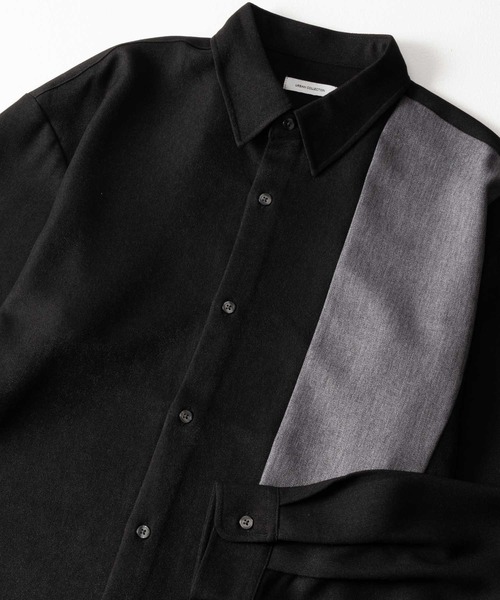 URBAN COLLECTION(アーバンコレクション)の「URBAN COLLECTION ウール調切替シャツ(シャツ/ブラウス・メンズ・ダークグレー/ネイビー/ブラック/グレー・M/L/XL)」の1枚目の写真