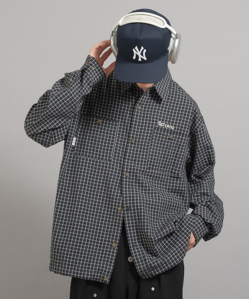 Perushu(ペルーシュ)の「レトロチェック刺繍シャツ(シャツ/ブラウス・メンズ・ブラック/ブラウン/グリーン/オレンジ・MEDIUM/LARGE)」の6枚目の写真