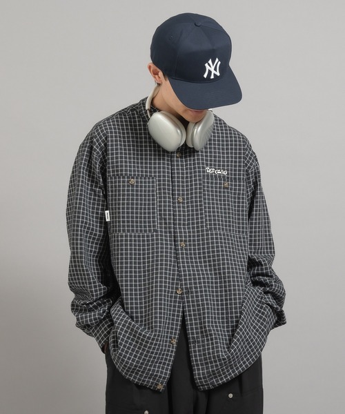 Perushu(ペルーシュ)の「レトロチェック刺繍シャツ(シャツ/ブラウス・メンズ・ブラック/ブラウン/グリーン/オレンジ・MEDIUM/LARGE)」の9枚目の写真