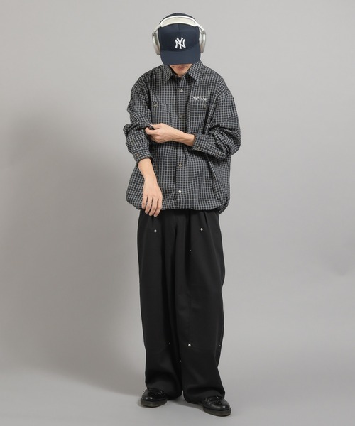 Perushu(ペルーシュ)の「レトロチェック刺繍シャツ(シャツ/ブラウス・メンズ・ブラック/ブラウン/グリーン/オレンジ・MEDIUM/LARGE)」の12枚目の写真