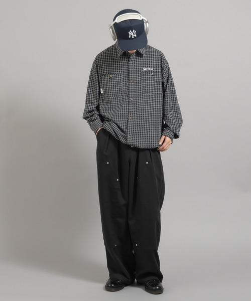 Perushu(ペルーシュ)の「レトロチェック刺繍シャツ(シャツ/ブラウス・メンズ・ブラック/ブラウン/グリーン/オレンジ・MEDIUM/LARGE)」の11枚目の写真