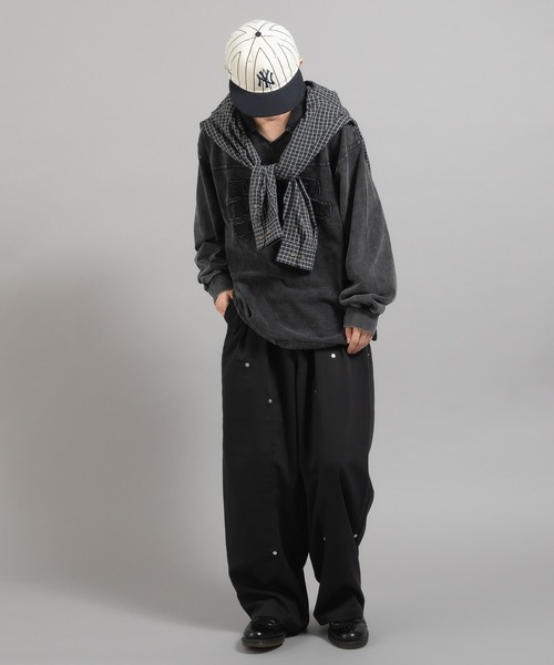 Perushu(ペルーシュ)の「レトロチェック刺繍シャツ(シャツ/ブラウス・メンズ・ブラック/ブラウン/グリーン/オレンジ・MEDIUM/LARGE)」の15枚目の写真