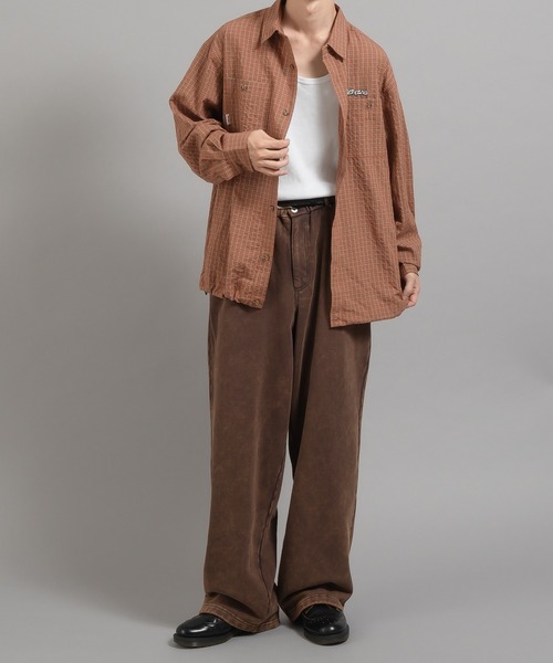 Perushu(ペルーシュ)の「レトロチェック刺繍シャツ(シャツ/ブラウス・メンズ・ブラック/ブラウン/グリーン/オレンジ・MEDIUM/LARGE)」の20枚目の写真