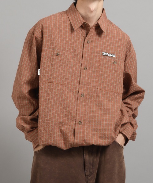 Perushu(ペルーシュ)の「レトロチェック刺繍シャツ(シャツ/ブラウス・メンズ・ブラック/ブラウン/グリーン/オレンジ・MEDIUM/LARGE)」の22枚目の写真