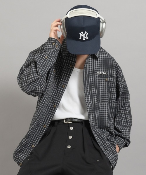 Perushu(ペルーシュ)の「レトロチェック刺繍シャツ(シャツ/ブラウス・メンズ・ブラック/ブラウン/グリーン/オレンジ・MEDIUM/LARGE)」の5枚目の写真